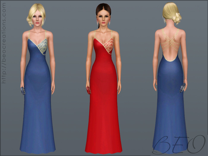 Asymmetric decorated dress for Sims 3 by BEO (3)